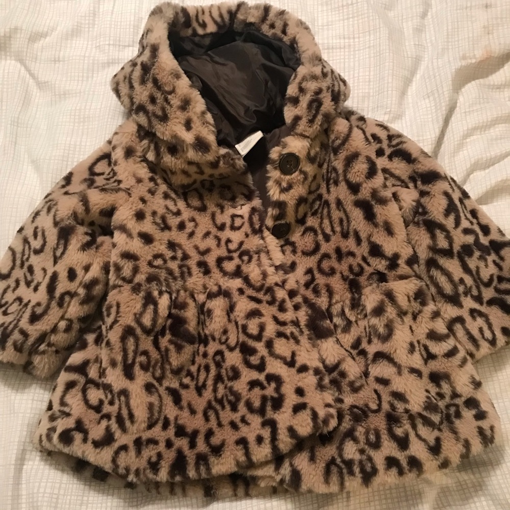 First Impressions Winter Coat leopard print size 12m